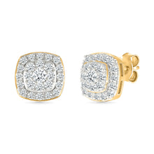 Deco Square Diamond Stud Earrings