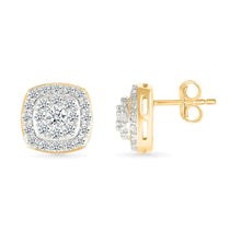 Deco Square Diamond Stud Earrings