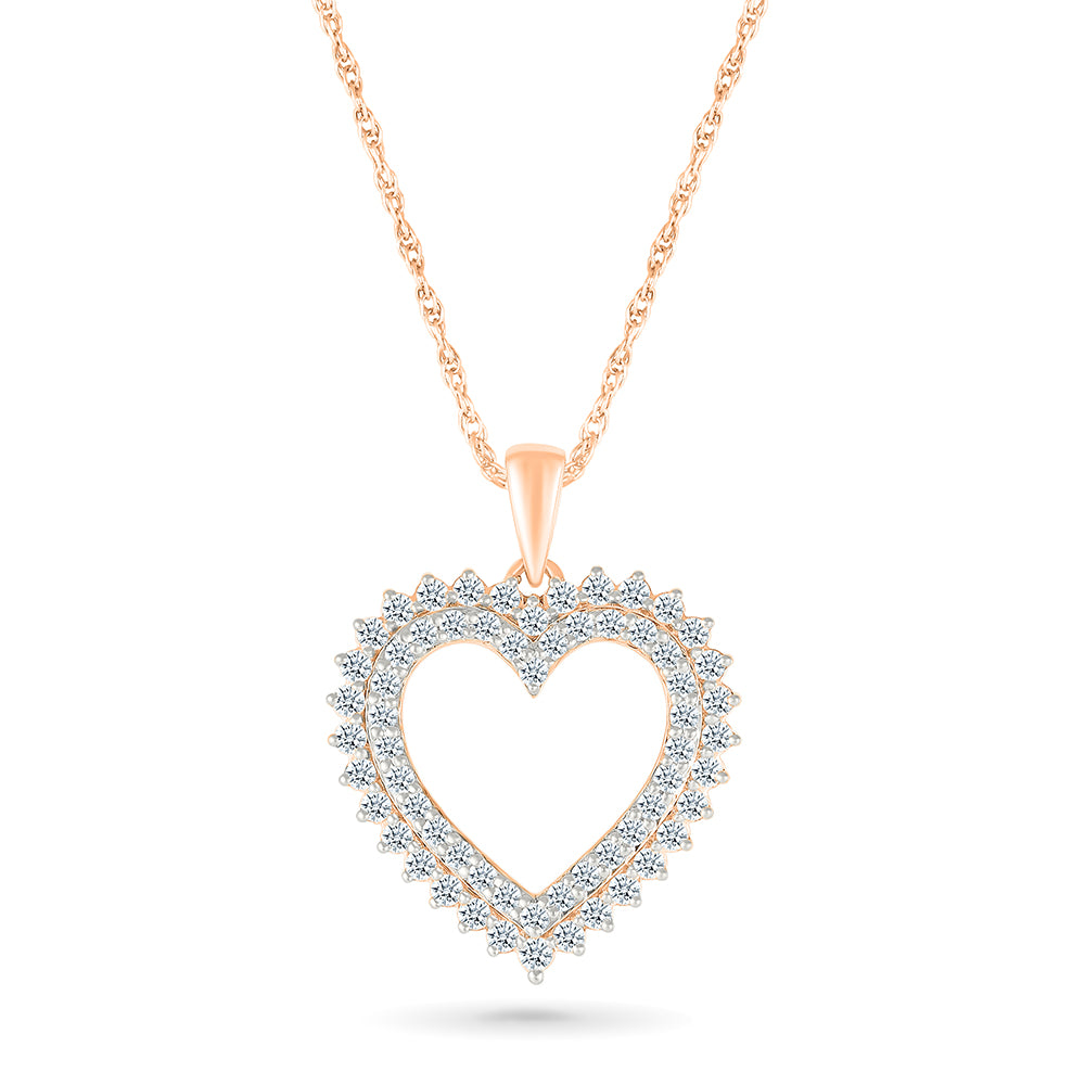 Tilted Heart Gold & Diamond Pendant