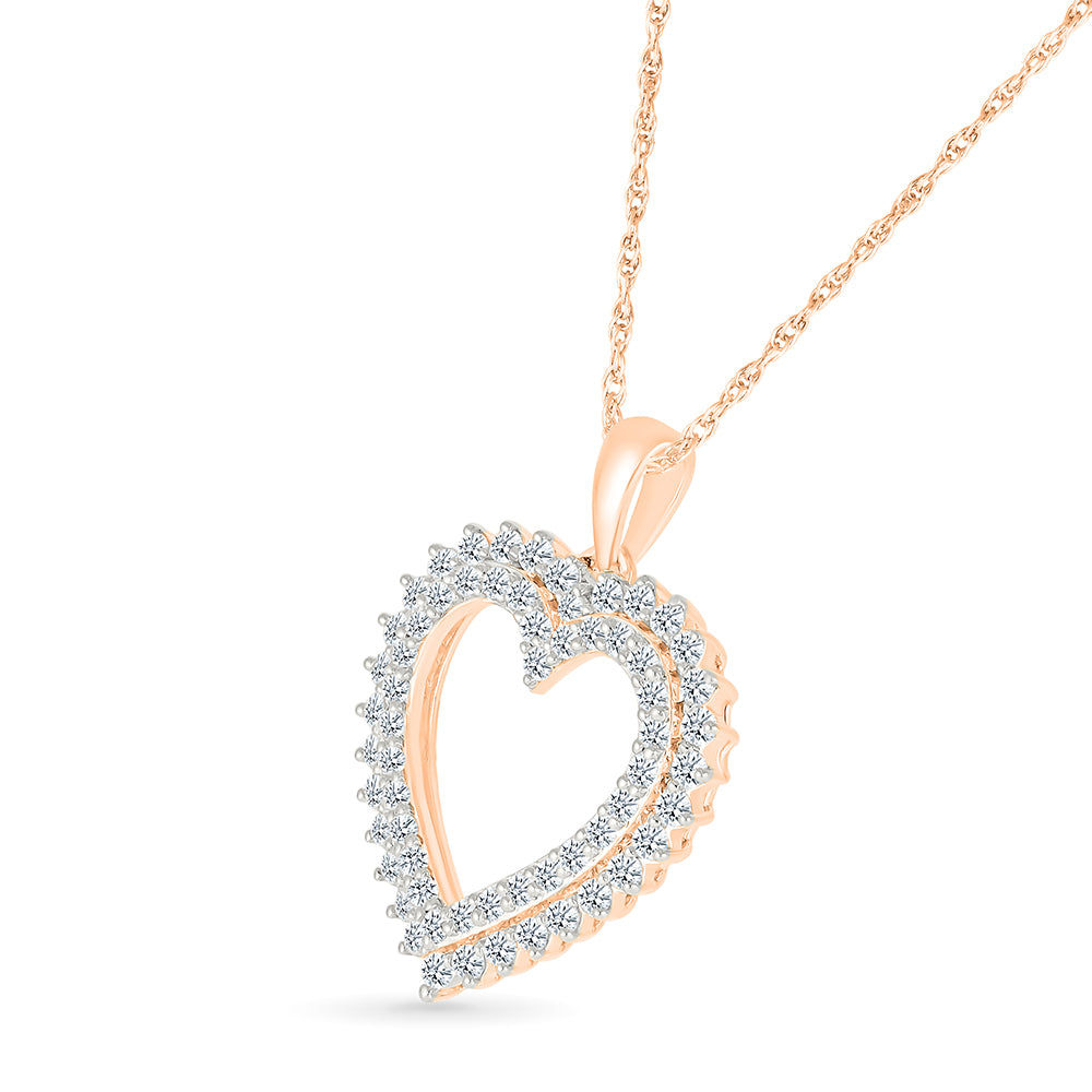 Tilted Heart Gold & Diamond Pendant