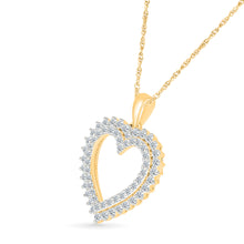 Tilted Heart Gold & Diamond Pendant
