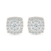 Square Shine Diamond  Stud Earrings