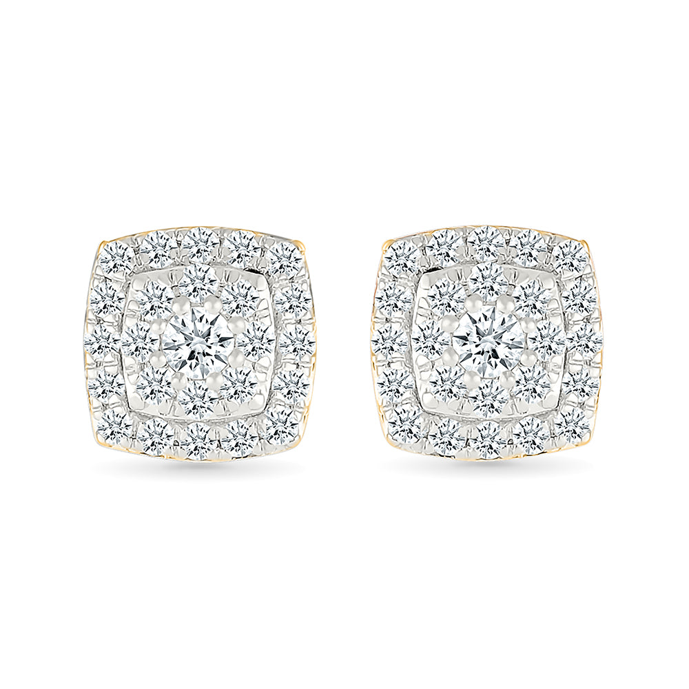 Square Shine Diamond  Stud Earrings