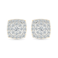 Square Shine Diamond  Stud Earrings