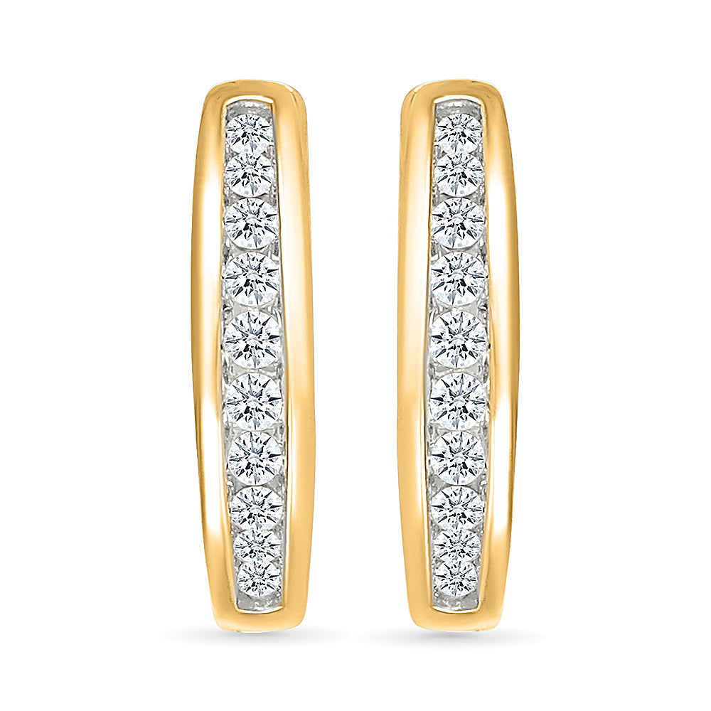 Sparkling Gold & Diamond Hoops Earrings