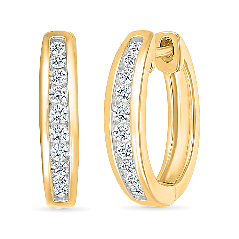 Sparkling Gold & Diamond Hoops Earrings