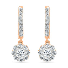 Diamond Flower Dangle Earrings