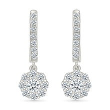 Diamond Flower Dangle Earrings