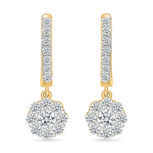 Diamond Flower Dangle Earrings