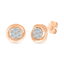 Gold Frame Diamond Stud Earrings