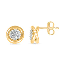 Gold Frame Diamond Stud Earrings