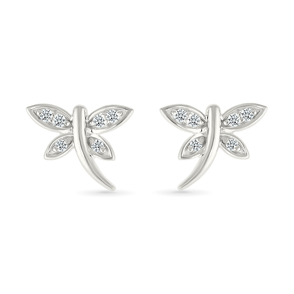 Diamond Dragonfly Studs Earrings