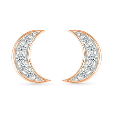 Filled Moon Gold & Diamond Stud Earrings