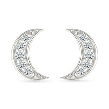 Filled Moon Gold & Diamond Stud Earrings