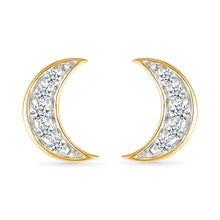 Filled Moon Gold & Diamond Stud Earrings