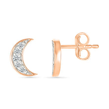 Filled Moon Gold & Diamond Stud Earrings