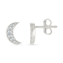 Filled Moon Gold & Diamond Stud Earrings