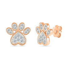 Diamond Accent Paw Stud Earrings
