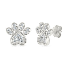 Diamond Accent Paw Stud Earrings