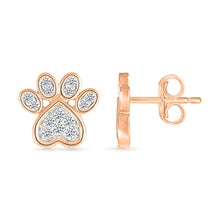 Diamond Accent Paw Stud Earrings