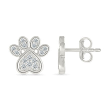 Diamond Accent Paw Stud Earrings