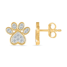Diamond Accent Paw Stud Earrings