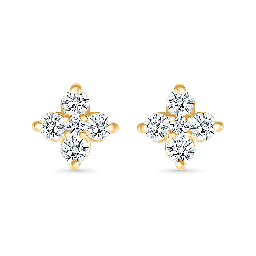 Floral Sparkle Gold & Diamond Earrings