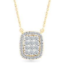 Shimmering Cushion Cluster Diamond Necklace