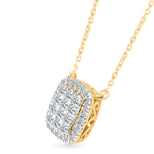 Shimmering Cushion Cluster Diamond Necklace