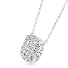 Shimmering Cushion Cluster Diamond Necklace