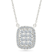 Shimmering Cushion Cluster Diamond Necklace