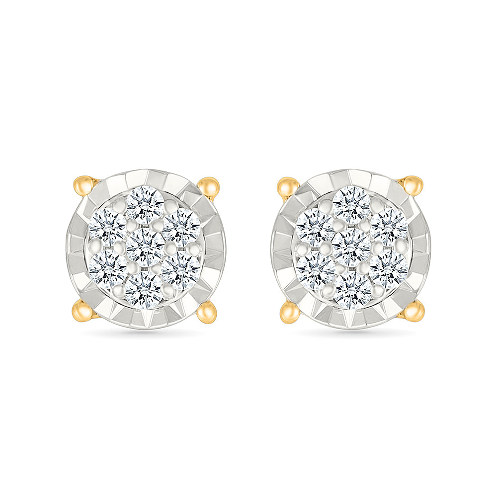 Radiant Cluster Diamond Stud Earrings