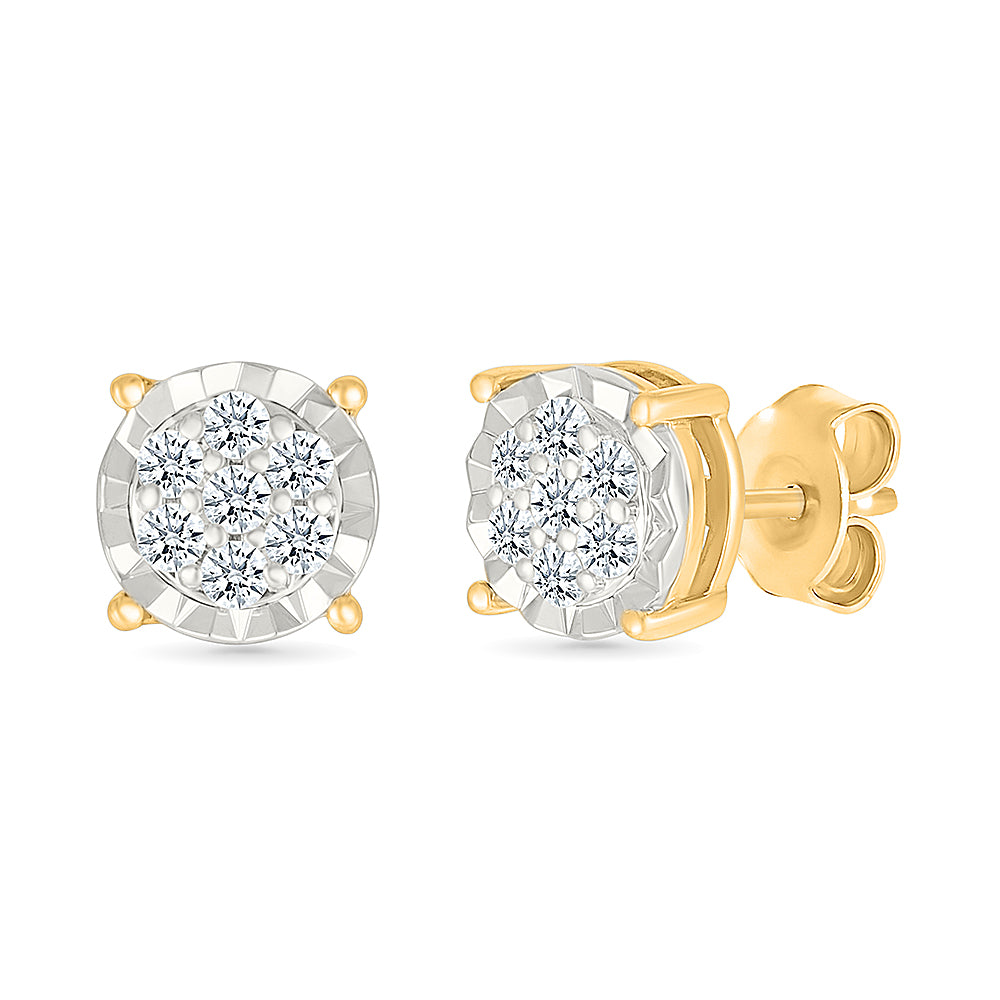 Radiant Cluster Diamond Stud Earrings