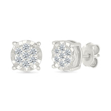 Radiant Cluster Diamond Stud Earrings