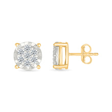 Radiant Cluster Diamond Stud Earrings