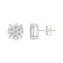 Radiant Cluster Diamond Stud Earrings