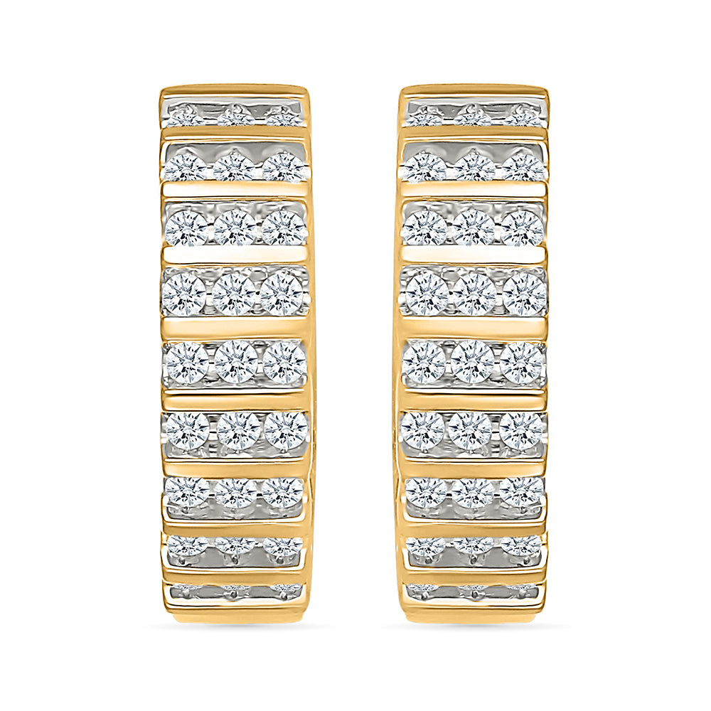Diamond Tiered Hoops Earrings