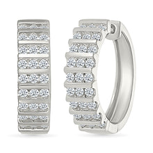 Diamond Tiered Hoops Earrings