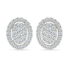 Oval Halo Diamond Cluster Earrings