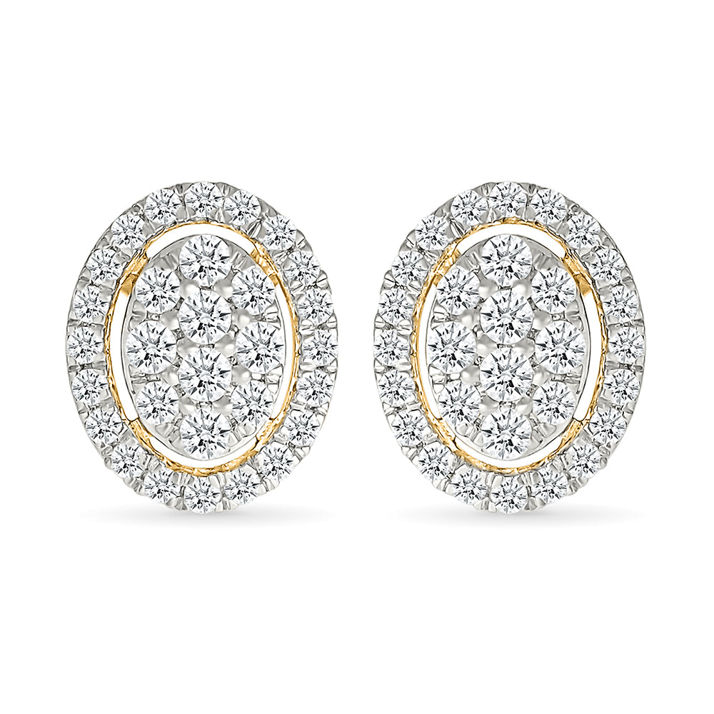 Oval Halo Diamond Cluster Earrings