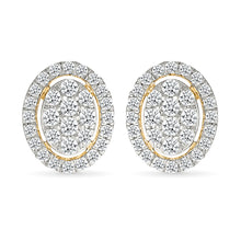 Oval Halo Diamond Cluster Earrings