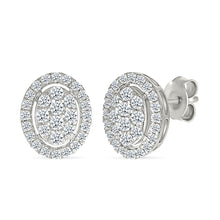 Oval Halo Diamond Cluster Earrings