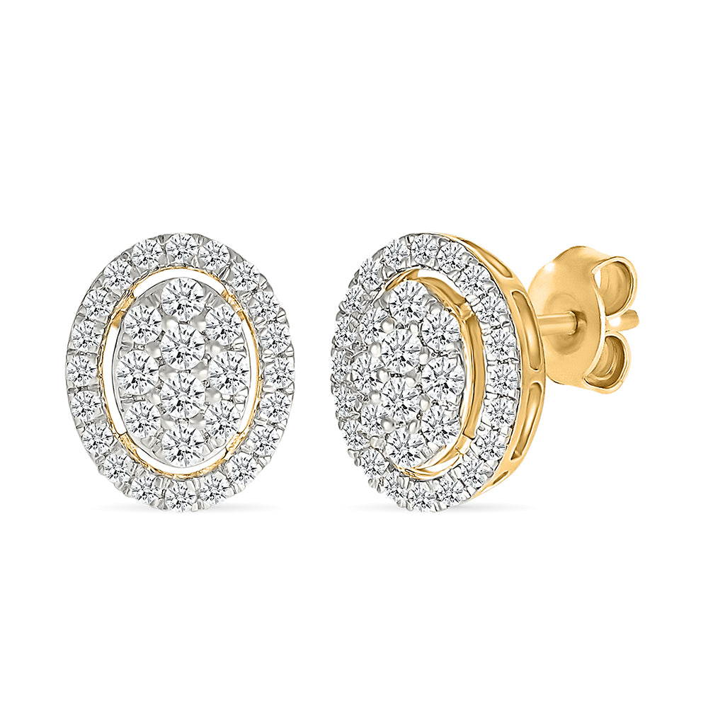 Oval Halo Diamond Cluster Earrings
