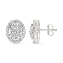 Oval Halo Diamond Cluster Earrings