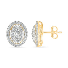 Oval Halo Diamond Cluster Earrings
