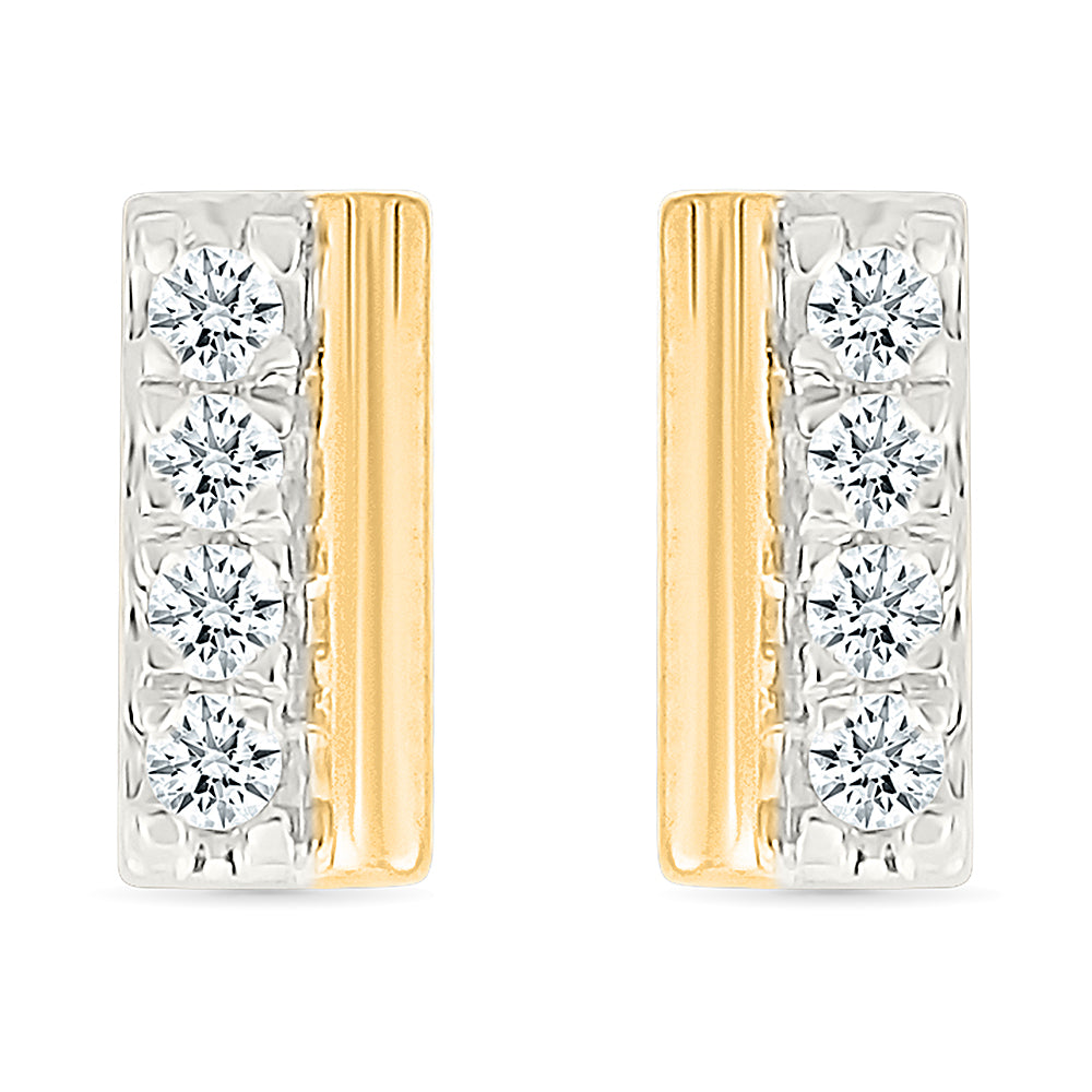 Radiant Diamond Bar Studs Earrings