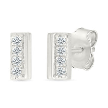 Radiant Diamond Bar Studs Earrings