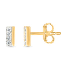 Radiant Diamond Bar Studs Earrings