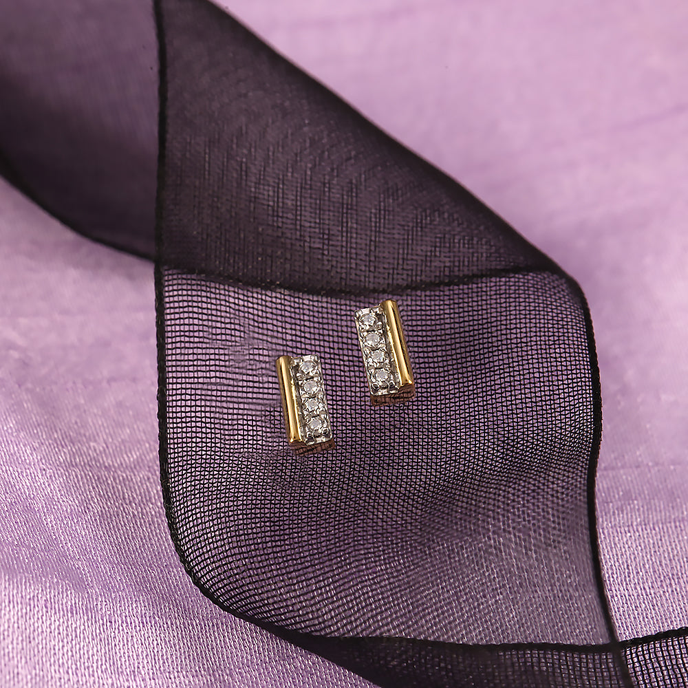 Radiant Diamond Bar Studs Earrings