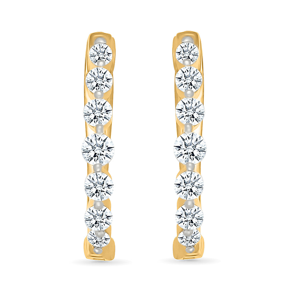 Glinting Gold & Diamond Hoops Earrings